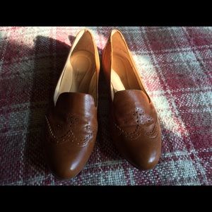 Cognac Tan Brogue Loafer Flats Smoking Shoes