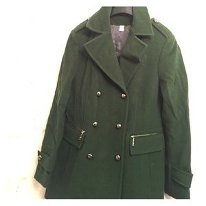 Green wool Basler pea coat