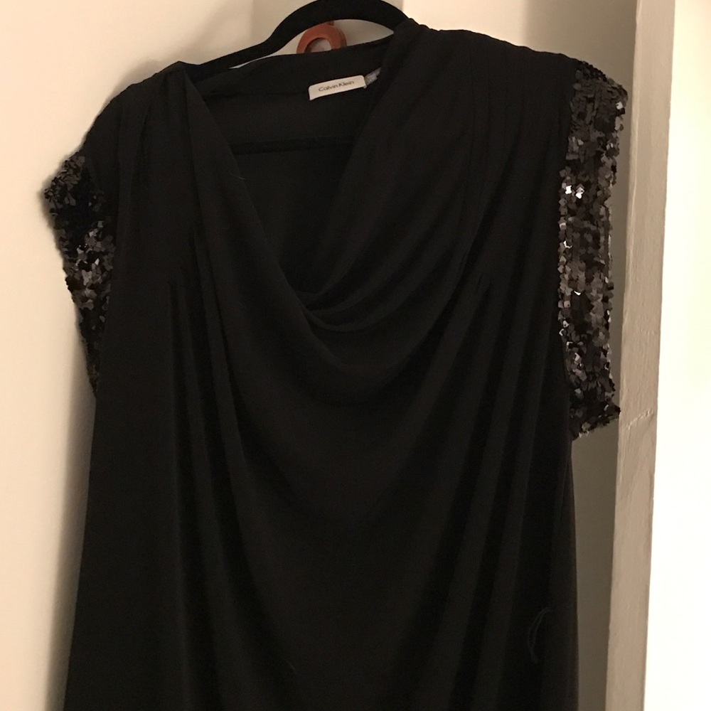 Calvin Klein Plus black sequin cocktail dress