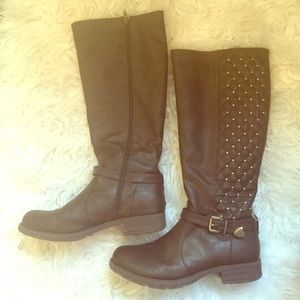 Brown knee high boots