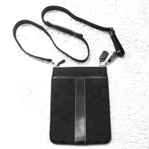 Coach Signature Black on Black small messenger bag