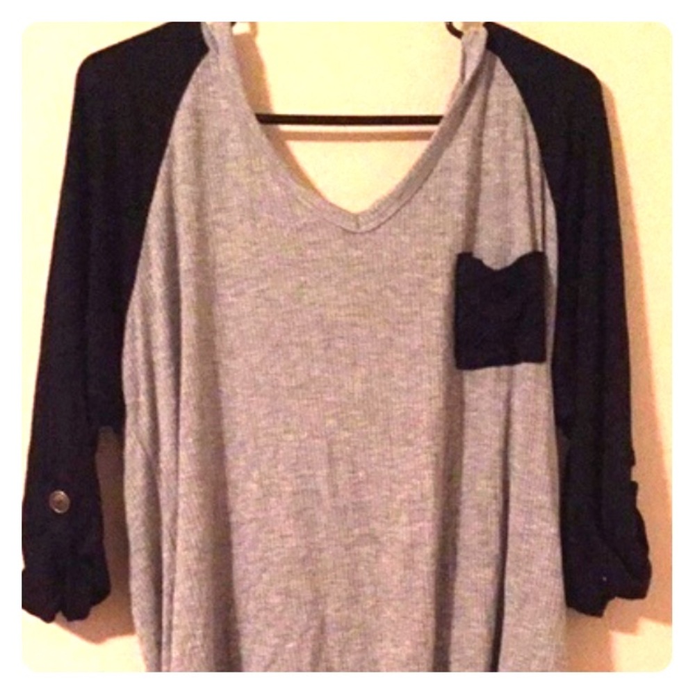 Black & Gray Hooded Top