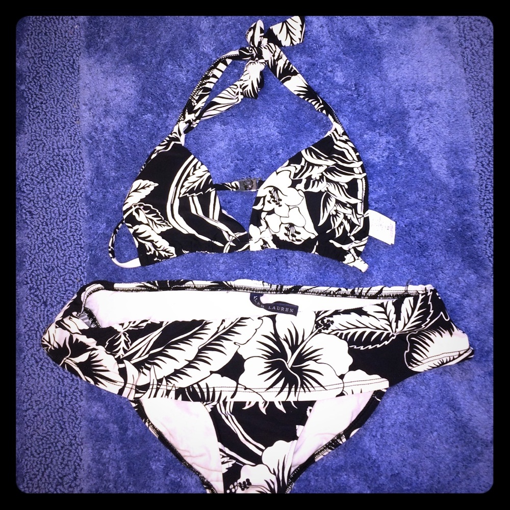 Ralph Lauren swimsuit; XS; BW hawaiian print