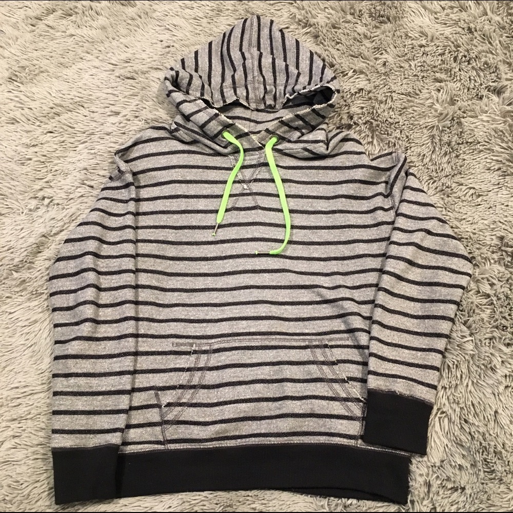 Striped Black and Gray Hoodie