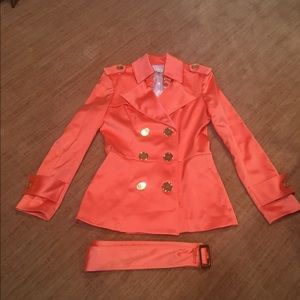 Cache NWT Coral Gold Buttoned Dbl Breasted Jacket