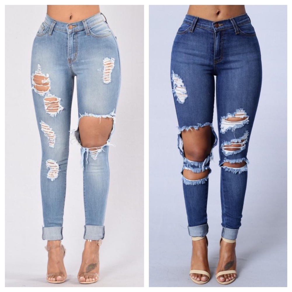 2 pair Fashion Nova ripped jeans