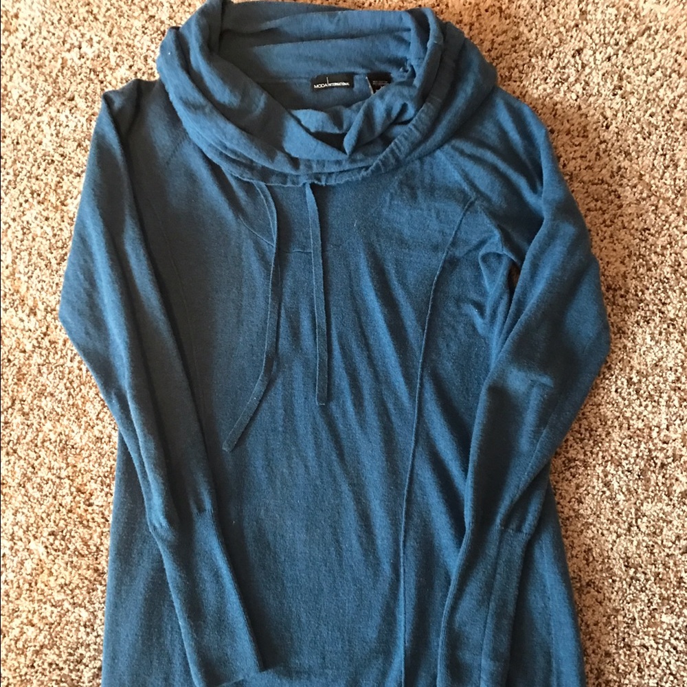 Blue cowl neck tunic