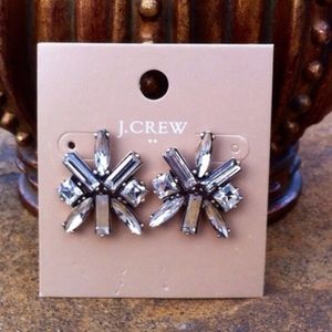 J Crew Factory Starburst Clear Crystal Earrings