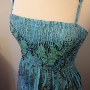 Teal butterfly maxi dress