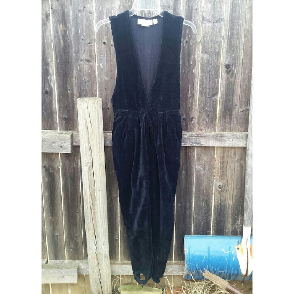 Vintage Velour V-neck Jumpsuit w/ Stirrups