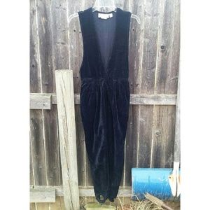 Vintage Velour V-neck Jumpsuit w/ Stirrups