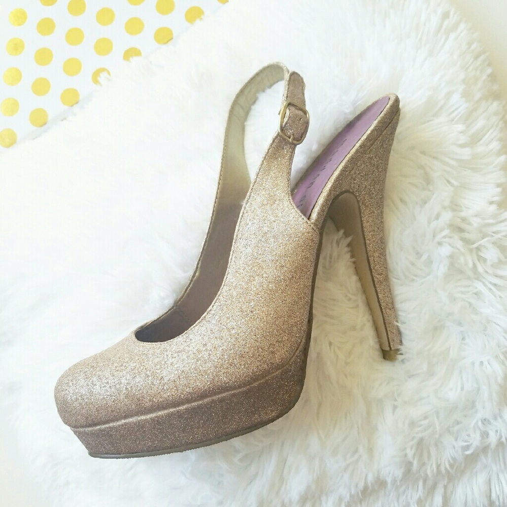 Champagne Glitter Steve Madden Slingback Pumps