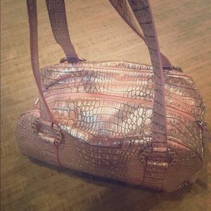 Donald J Pilner pink and silver snakeskin purse