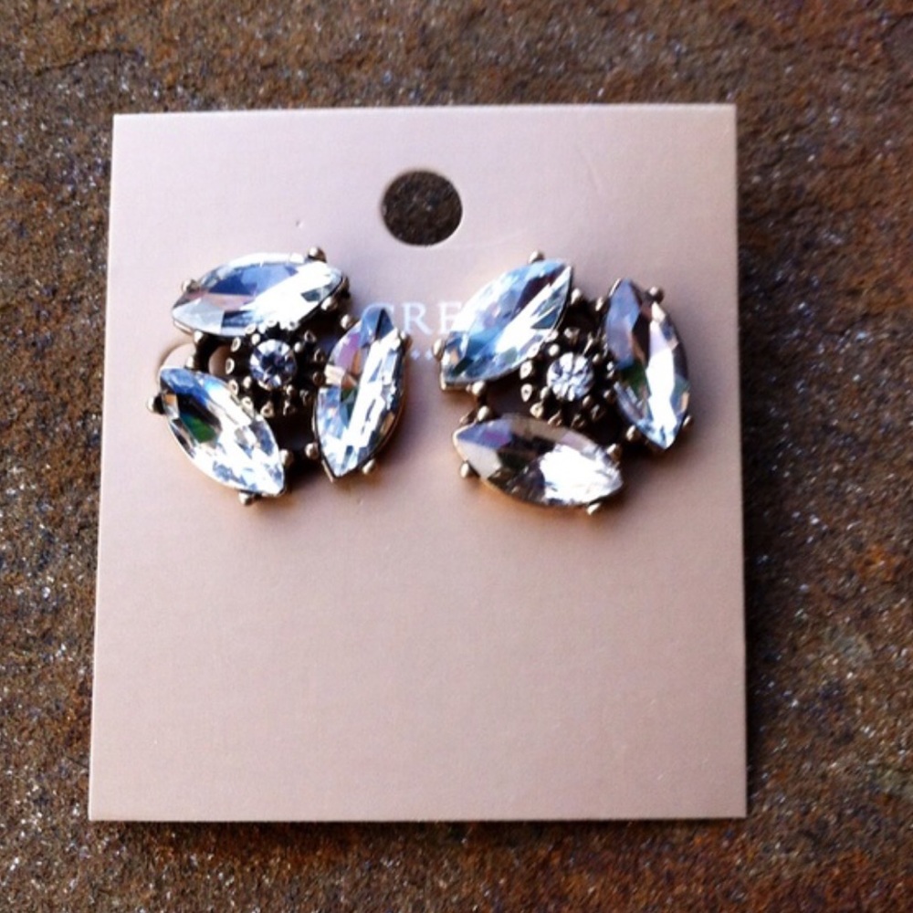 J Crew Factory Crystal Cluster Statement Earrings - Picture 2 of 4