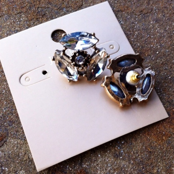 J Crew Factory Crystal Cluster Statement Earrings - Picture 3 of 4