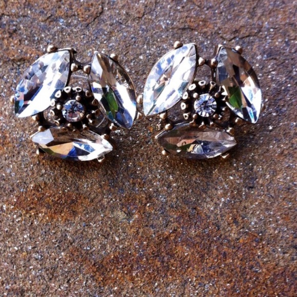 J Crew Factory Crystal Cluster Statement Earrings - Picture 4 of 4