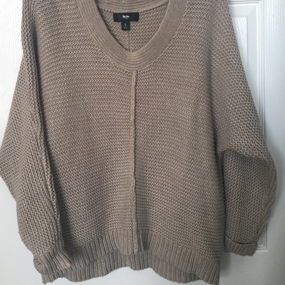 An oatmeal sparkly sweater.