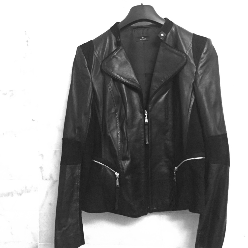 Black leather & suede moto jacket