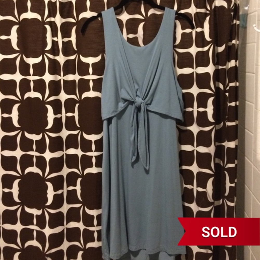 SOLD. Aqua blue gray boutique dress.