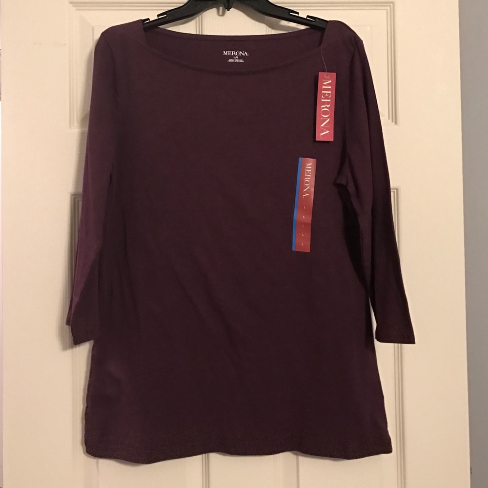 NWT plum 3/4 tee large