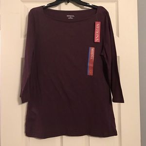 NWT plum 3/4 tee large