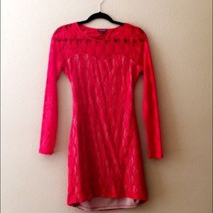 EXPRESS long sleeve lace dress w/ cut out back