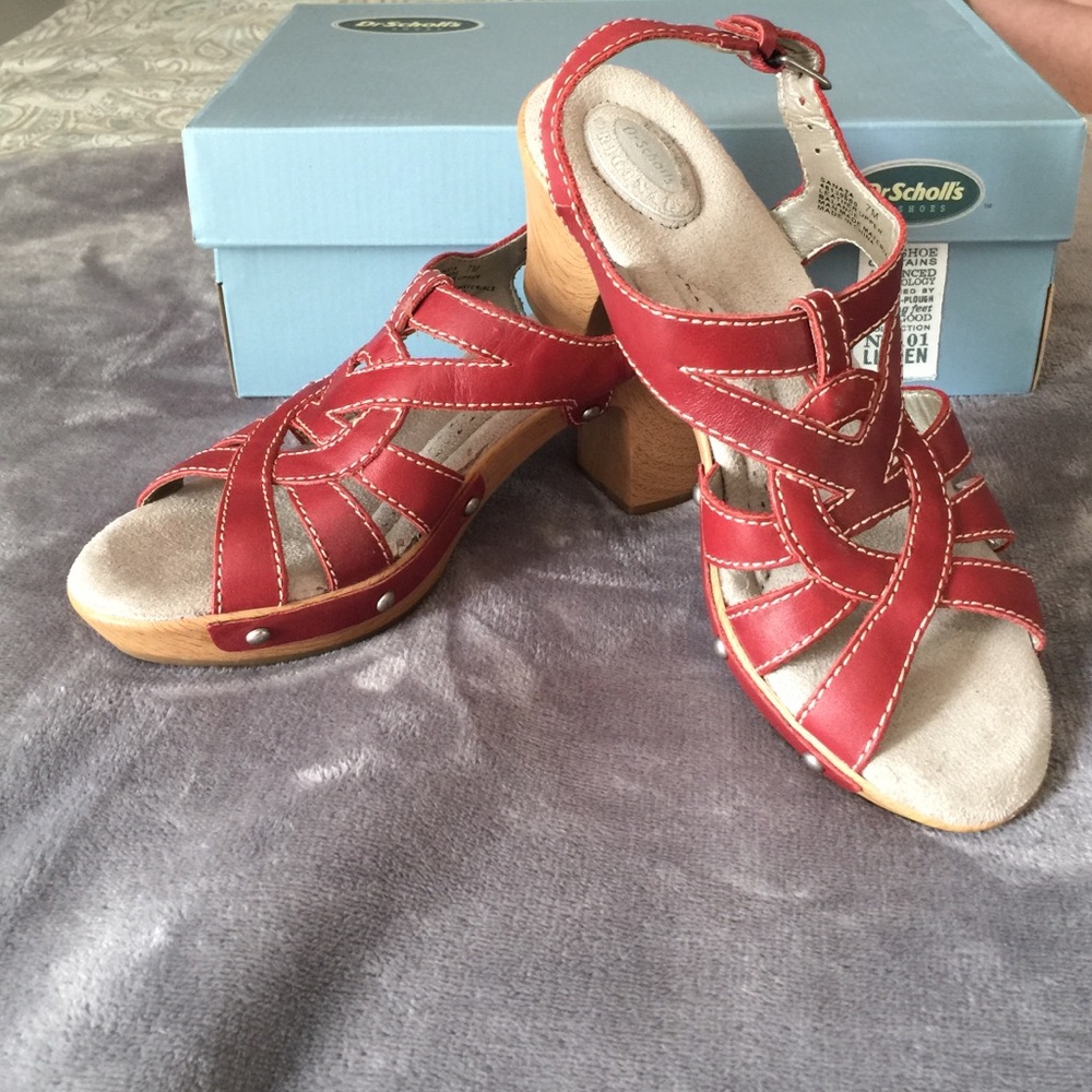 Dr.Scholls red strapped heels