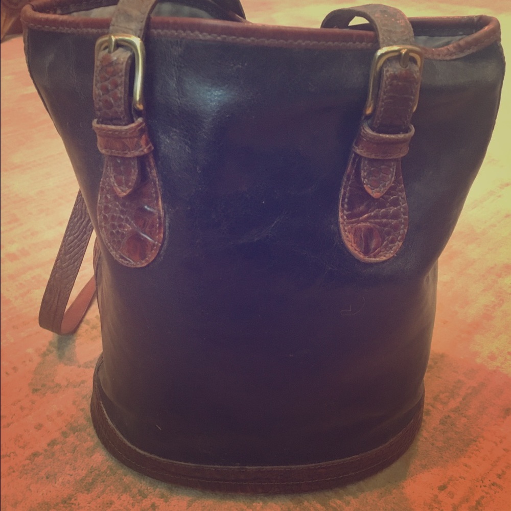 Brahmin black/tan leather shoulder purse