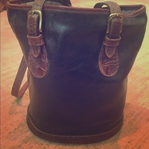 Brahmin black/tan leather shoulder purse