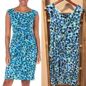 Faux Wrap Style Multi Blues Dress Size 8