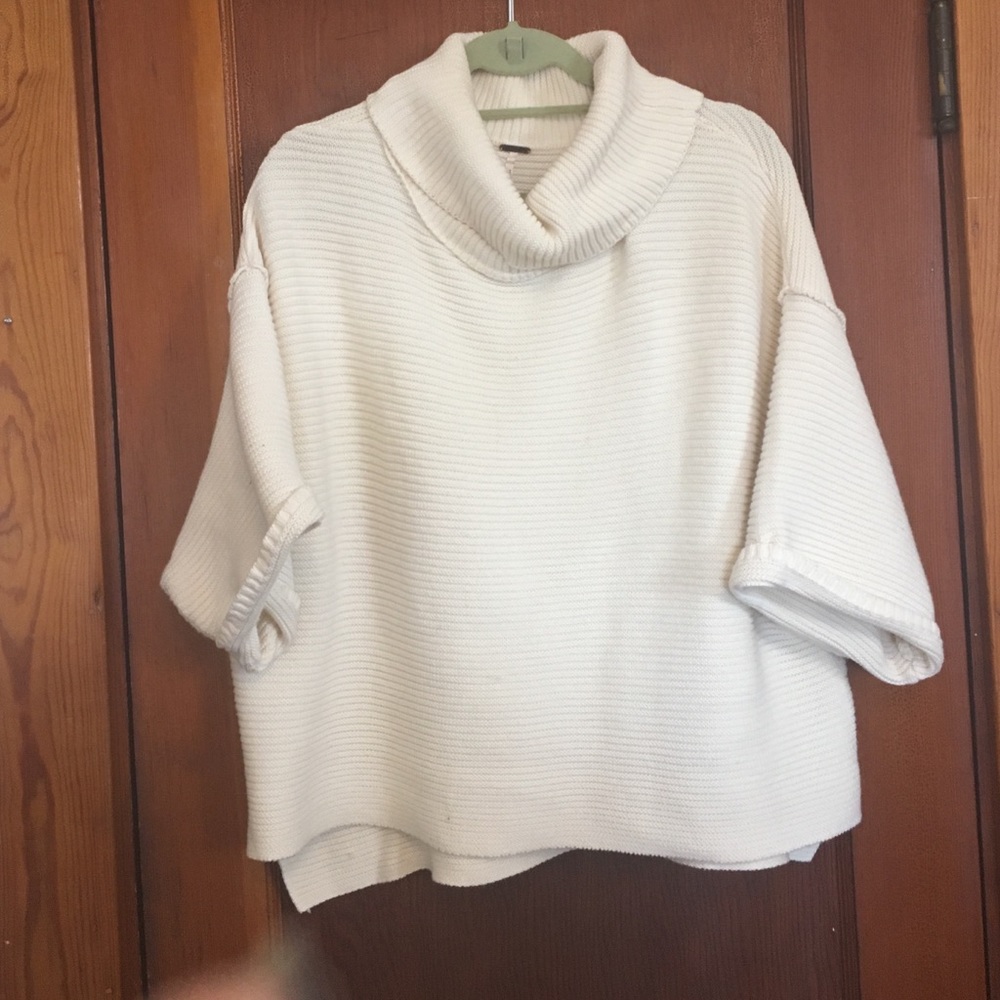 Free People cropped knit turtle neck sweater.