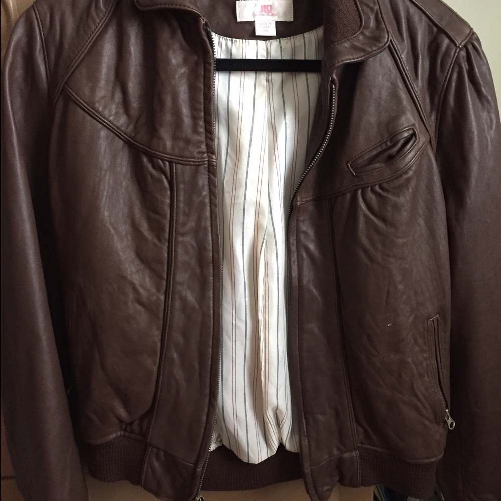 Genuine leather bomber jacket