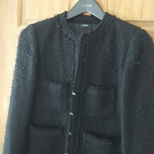 J. Crew fringed boucle blazer in black