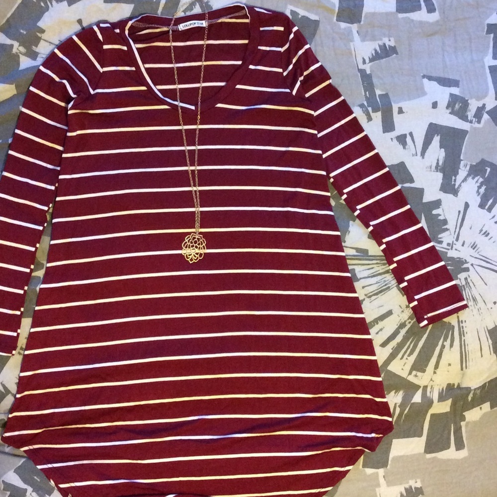 BNWOT maroon striped dress!