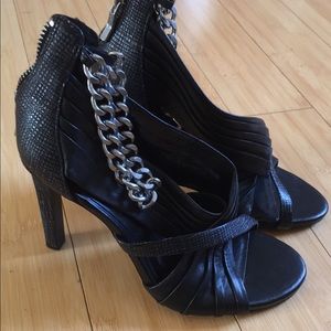 Black open toe shoes