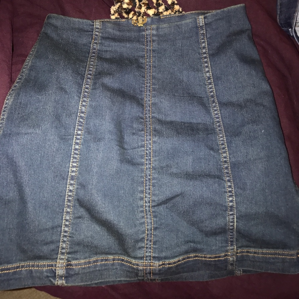 Free People Mini Jean Mini Skirt