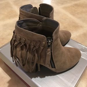 Beige Fringe Booties