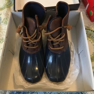 Navy Blue Sperry Saltwater boots