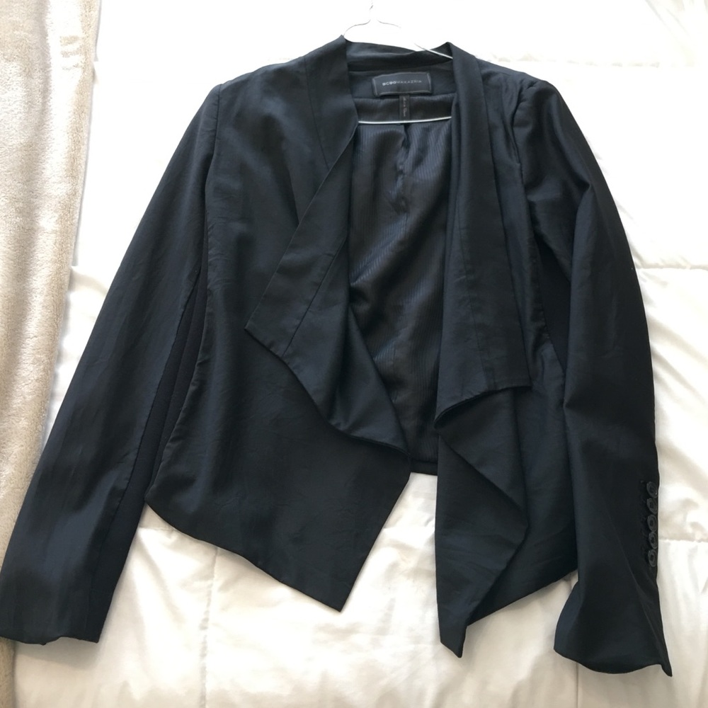 BCBG black open front blazer