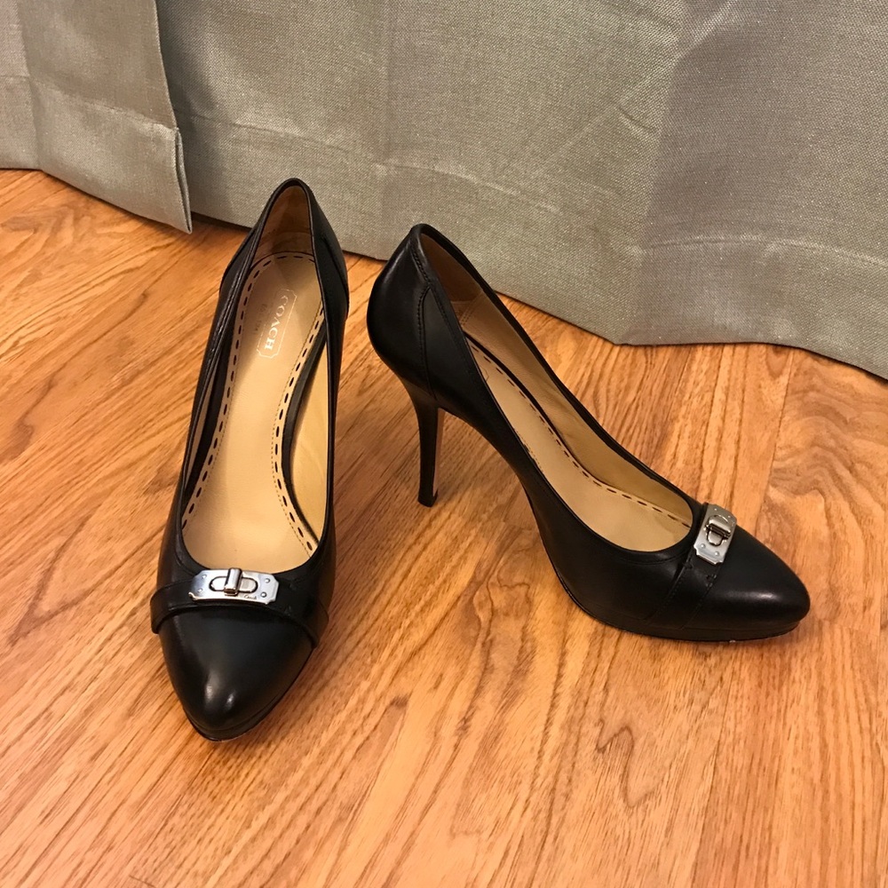 Coach black leather pumps