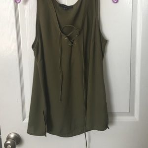 Olive lace up tank.