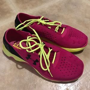 Pink/yellow Under Armour Tennis Shoes