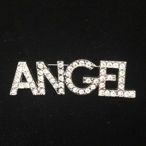 Angel rhinestone pin
