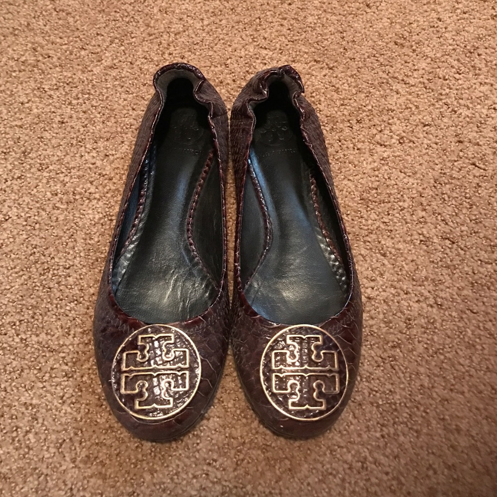 Chocolate brown Tory Burch Reva ballet flats, sz 6