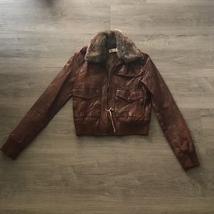 ⭐️MOVING SALE ⭐️Brown Distressed Leather Jacket S