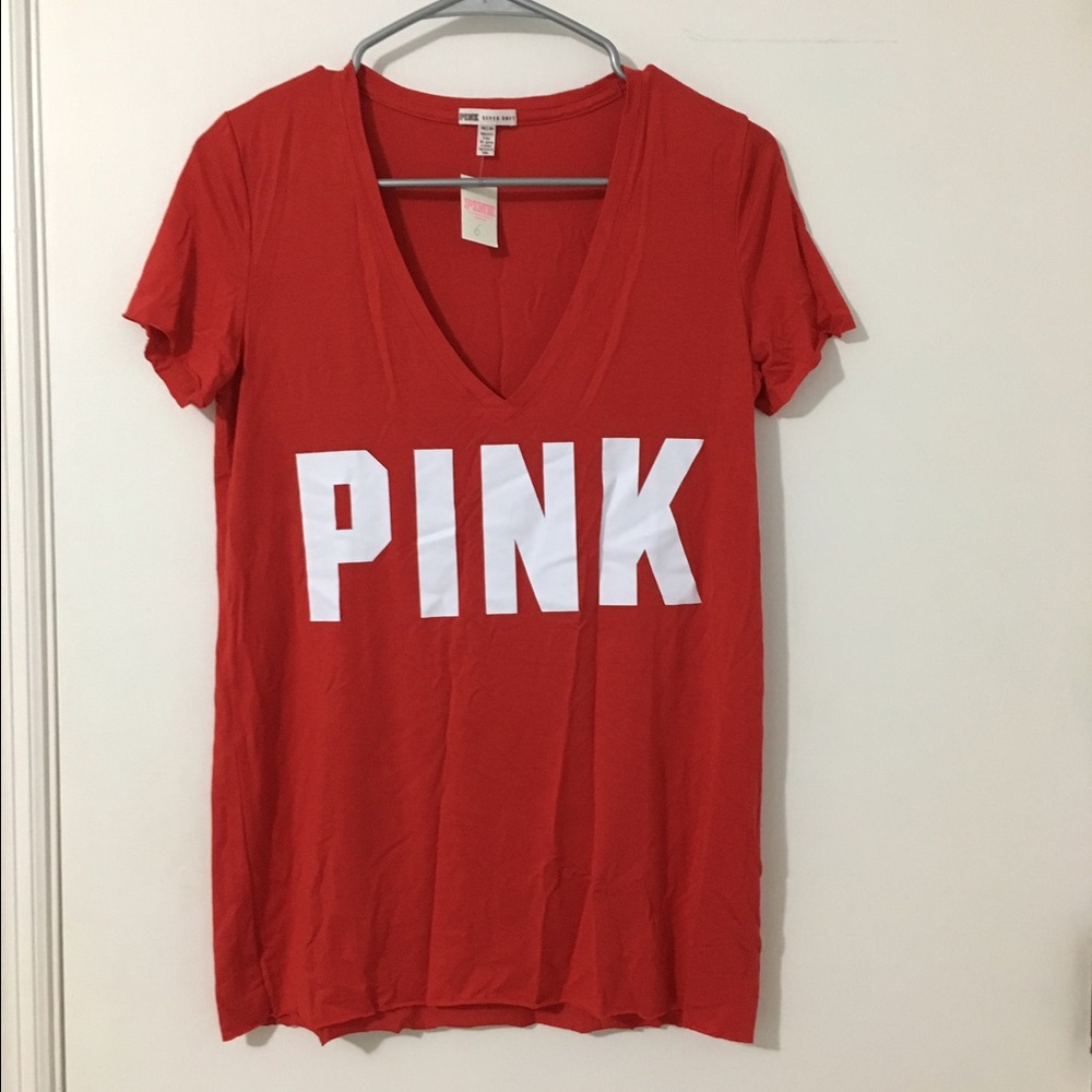 NWT pink Victoria secret v-neck tee