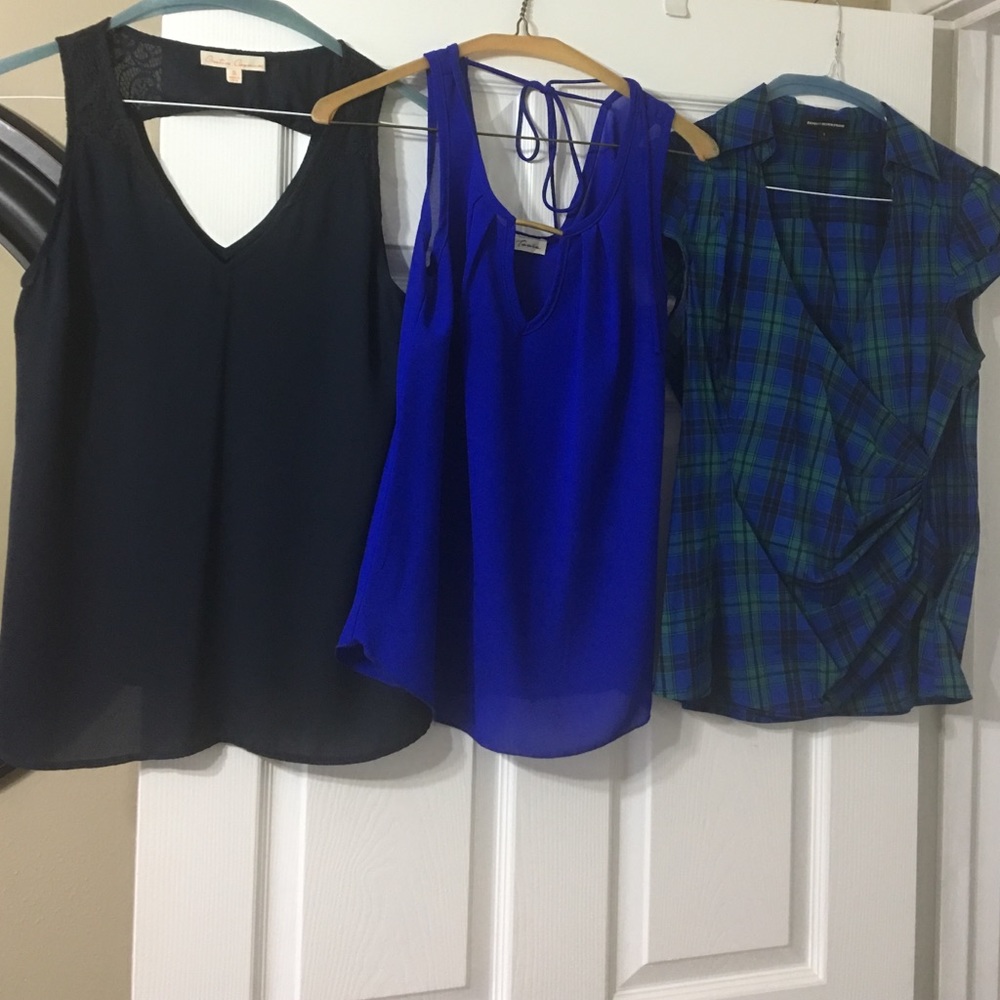 Bundle of small blouses. Left & middle are sheer.