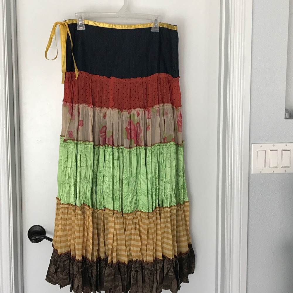 Bohemian super artsy & colorful floor length skirt