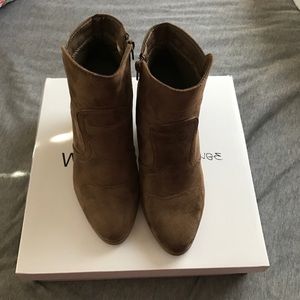 Brown heeled ankle booties