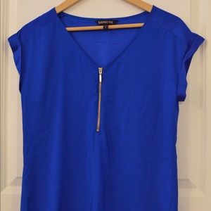 Express Women's Royal Blue Dress Shirt with Zipper